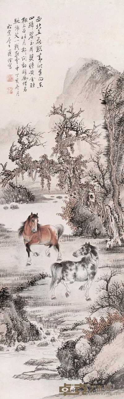 溥佺 丁亥（1947）年作 骅骝图 立轴 102×32cm